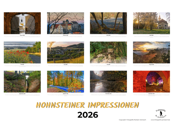 Hohnsteiner Impressionen 2026, Wandkalender Format A4 quer – Bild 2