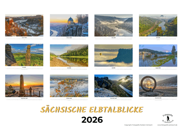 Wandkalender Sächsische Elbtalblicke 2026 Format A3 quer – Bild 14